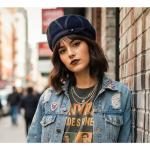 Vintage Navy Felt Sculptural Cap / Hat – Andrea Fashions